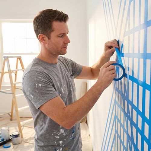 JINBING Blue Painters Tape 8Rolls 1/4 Inch Paper Masking Tape for Painting, DIY, Craft, Automotive, No Residue, Easy Tear, Clean Removal
