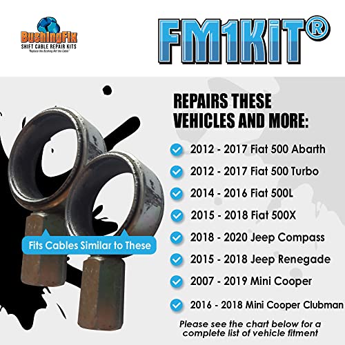 BushingFix FM1KIT Transmission Shift Cable Bushing Repair Kit, Shifter Cable Kit Fits Select Fiat, Jeep, and Mini Models, Manual Transmission Shift Cable Replacement Bushing, Easy Repair Replacement