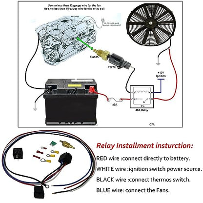 ReadyCool Aluminum Radiator for 1960 1961 1962 Chevy C10 C20 C30 K10 K20 K30 GMC Pickup Truck V8, 3 Rows Core Radiators with 16"Fan Shroud+Thermostat Relay Kit