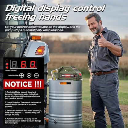 Mxmoonant Fuel Transfer Pump Battery Powered Cordless Diesel Transfer Pump