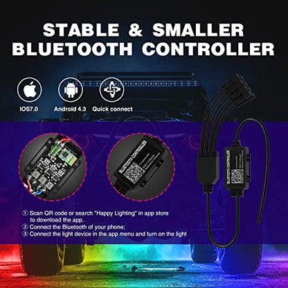 Nilight RGB LED Rock Lights Kit 8PCS Underglow Pod Lights - color: RGB 3LED, size: 8 Pods