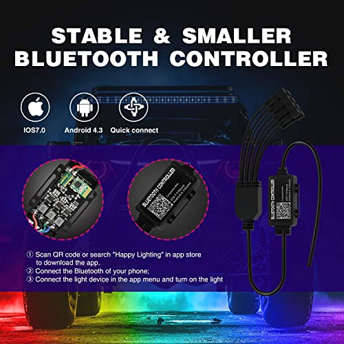 Nilight RGB LED Rock Lights Kit 8PCS Underglow Pod Lights - color: RGB 3LED, size: 8 Pods