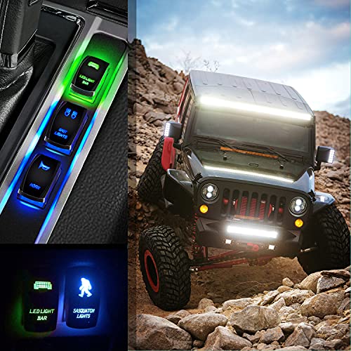 Nilight 16AWG LED Light Bar Wiring Harness Kit 2 Leads 12V On/Off 5 Pin Rocker Switch Power Relay Blade Fuse for Jeep Boat Trucks - color: 16AWG Rocker Switch Wiring Harness-2 Leads