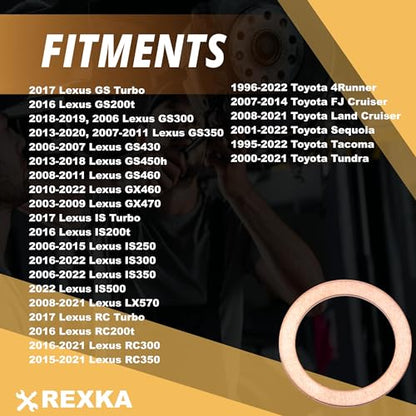 Rexka 24pcs Transfer & Differential Service Gasket Kit Compatible with Toyota Lexus 4Runner Land Cruiser Tundra Tacoma FJ Cruiser Highlander RAV4 Sequoia Sienna 1215710010 9043024003 90430A0003 - color: 24pcs