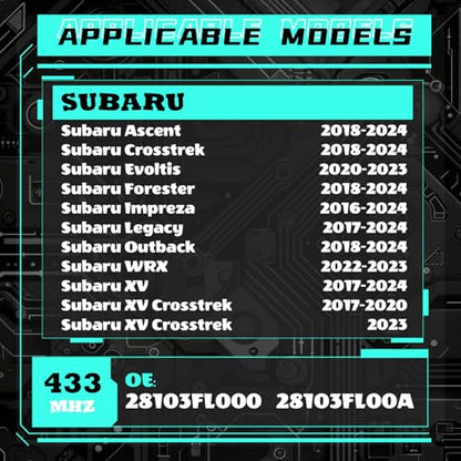 TPMS Sensor 433MHz Tire Pressure Monitoring Sensor for Subaru