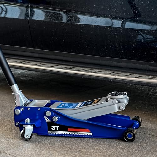 3 Ton Low Profile Hydraulic Floor Jack, Heavy Duty Steel Dual Piston Quick Lift Pump, CE Certified - size: Steel Body - Low Profile (3.1" Min Height)