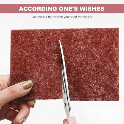 6PCS Scuff Pads, 8" x 5" Very Fine Grade General Purpose Hand Pads, Non-Woven Scouring Pad Abrasive Scrubber for Sanding Scuffing Automotive Body Surface Preparation (Red) - color: Red