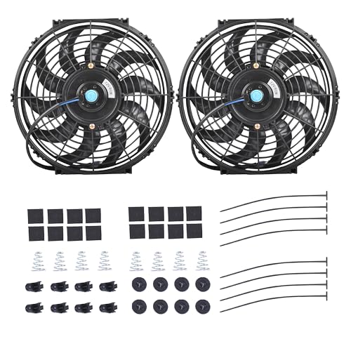 12" Slim Fan Push Pull Electric Radiator Cooling Fan, Black, 2 Packs - color: Black, size: 12'’(2 Pack)