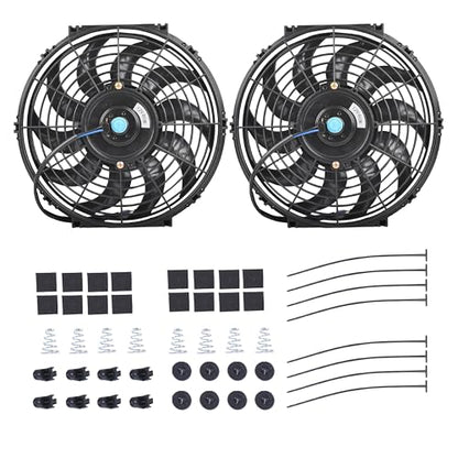 12" Slim Fan Push Pull Electric Radiator Cooling Fan, Black, 2 Packs - color: Black, size: 12'’(2 Pack)