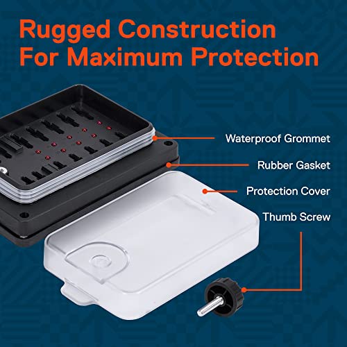 True Mods 10 Way Waterproof Fuse Box for Automotive [ATC/ATO Blade Fuses] [250 Amp] [Up to 25A per Socket] [LED Indicator] [12V - 32V DC] Auto Marine Fuse Block