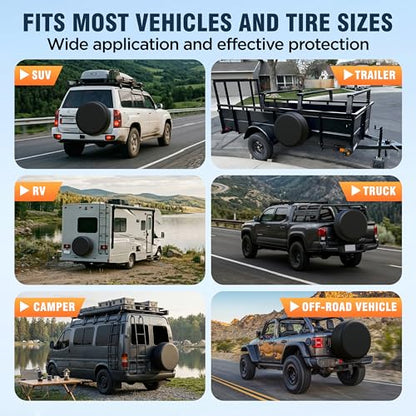 Moonet PVC Leather Spare Tire Wheel Cover Universal fit for Diameter 34-35" - size: 3XL for Tire Diameter 34-35 inch