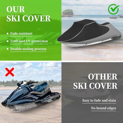 COVERVIN Jet Ski Cover, Jetski Covers 2 Seater Waterproof UV Resistant Jetski Cover with Air Vent & Windproof Buckles, All Weather Universal for Yamaha Seadoo Lengths 116" to 125" (Black&Gray) - color: Black&Gray, size: Lengths 116" to 125"