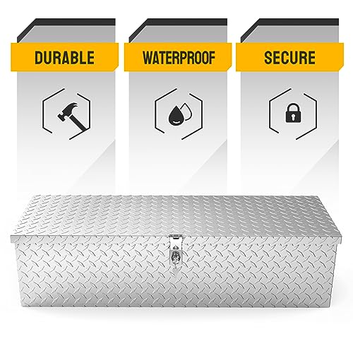TUFFIOM 39"x13" x10" Aluminum Truck Bed Tool Box w/Side Handle & Lock Keys - color: Silver, size: 39 inch