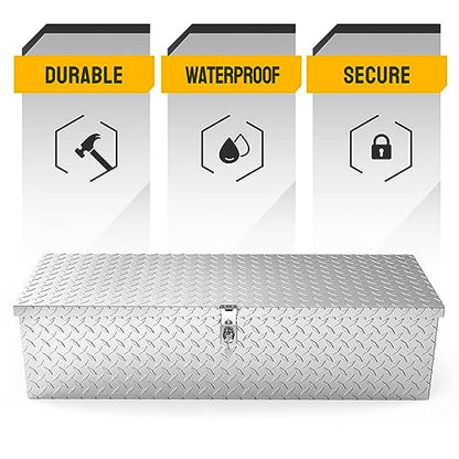TUFFIOM 39"x13" x10" Aluminum Truck Bed Tool Box w/Side Handle & Lock Keys - color: Silver, size: 39 inch