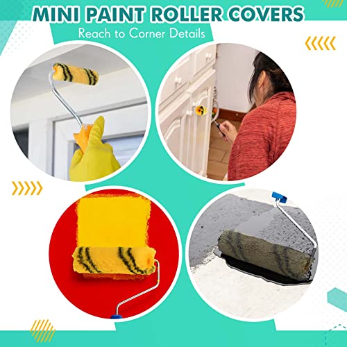Leumoi 100 Pcs 4 Inch Microfiber Paint Roller Covers, Black Yellow - color: Black Yellow