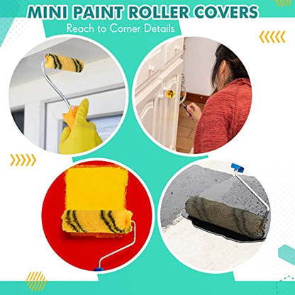 Leumoi 100 Pcs 4 Inch Microfiber Paint Roller Covers, Black Yellow - color: Black Yellow