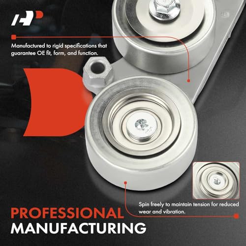 A-Premium Belt Tensioner Assembly with Pulley Compatible with Honda - style: Accord 2008-2010 (3.5L) w/Auto Trans.