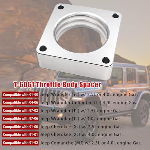 Throttle Body Spacer Replacement for Jeep Wrangler TJ YJ 1987-2006, Throttle Body Spacer Compatible with Cherokee XJ 1984-2001