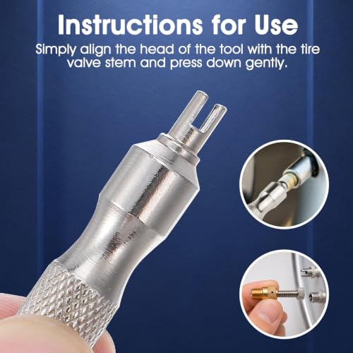 Yolev 4 Pcs Valve Core Removal Tool Keychain, Stainless Steel Tire Valve Stem Tool Portable Tire Valve Stem Removal Tool for Bicycle Car Motorcycle Repair Install Accessory