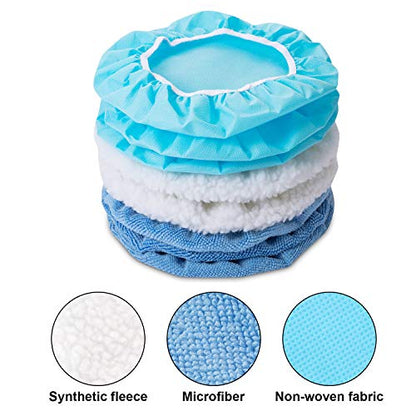 Mudder 20 Pcs 5-6 Inch Car Orbital Buffer Pads Polisher Bonnet, Blue - color: Blue, size: 5-6 Inch