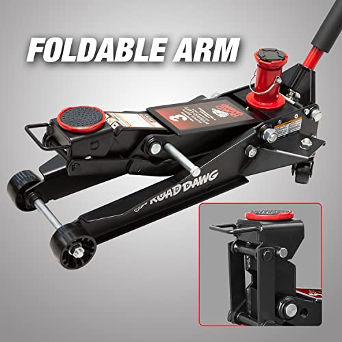 Road DAWG Low‑Profile High‑Reach Hydraulic 3 Ton Floor Jack, Black