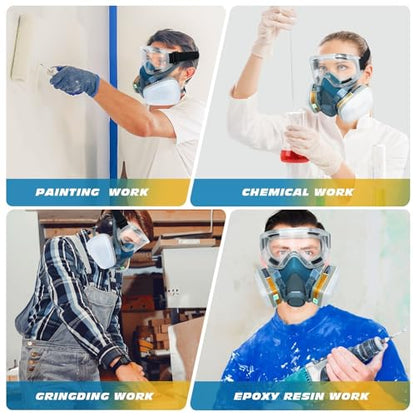 Blue Half Facepiece for Painting, Sanding, Polishing, Woodworking, Epoxy Resin Work, Paint Facepiece for Painters