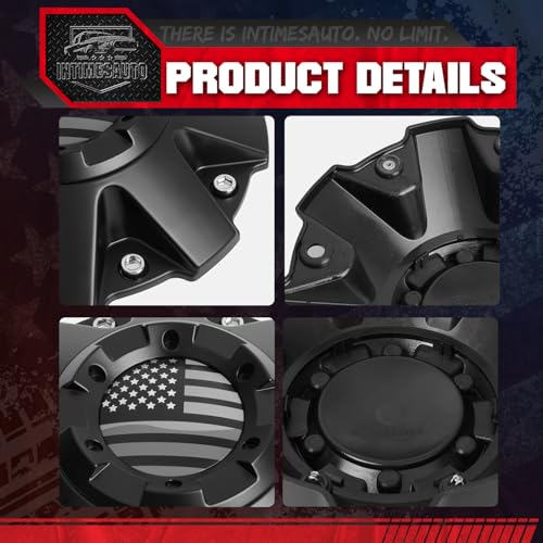 4-Pack Center Caps for Mayhem C108010C01 C806803-2CAP — Matte Black, American Flag - color: Matte Black with American Flag, size: Mayhem C108010C01 / C806803-2CAP