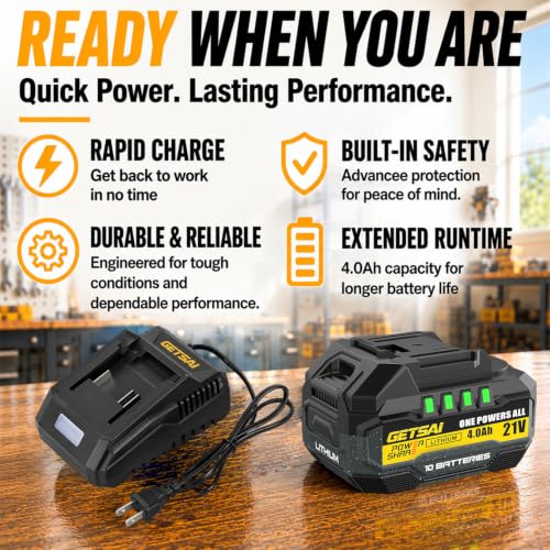 1/2 Impact Gun, 1400N.m (1032Ft-lbs) Super High Torque Impact Wrench with 2 x 4.0Ah Batteries, 21V Cordless Brushless Power Pistola Llave De Impacto with 10 Sockets for Car/Pickup Truck/Mower