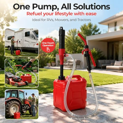 Electric Portable Fuel Transfer Pump.Battery Operated Liquid Transfer Pump, 2.4GPM Liquid & Gasoline Siphon Pump, Long Hose，Handheld Liquid Transfer Pump with Nozzle - color: Black+Red