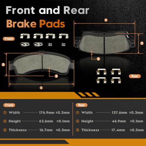 BETTHAND Front And Rear Brake Pads And Rotors Compatible With Chevy, GMC - size: 580019*2+580029*2+D882-7759+D883-L7760