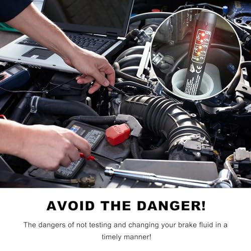 Brake Fluid Liquid Tester Pen, Car Diagnostic Testing Tool with 5 LED Indicators for DOT3 DOT4 DOT5.1 Brake Fluid, Hydraulic Oil Moisture Analyzer for Auto Engine Checking