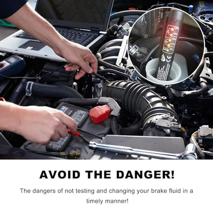 Brake Fluid Liquid Tester Pen, Car Diagnostic Testing Tool with 5 LED Indicators for DOT3 DOT4 DOT5.1 Brake Fluid, Hydraulic Oil Moisture Analyzer for Auto Engine Checking