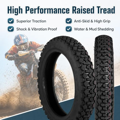 yeesport 3.00-12 Dirt Bike Tire 80/100-12 Street Tire Motorcycle Tube Set