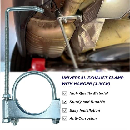 3" Universal Exhaust Clamp With Hanger, Muffler Hanger, 1 Pack - size: 3"