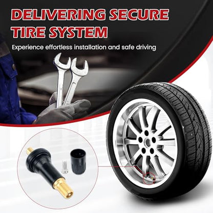 50PCS TPMS 20008 Snap-in Tire Pressure Sensor Valve Stems Rubber Tire Valve Stem Fit for GMC Ford Chevy Subaru Pontiac, with 1PCS Red Wrench