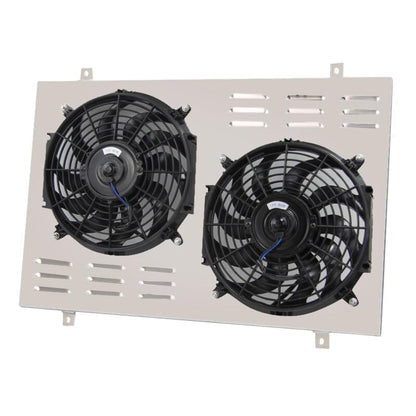 AA5052 Aluminum Shroud Replacement for 1985-1997 1986 1987 Ford F-150 F-250 F-350 Bronco 5.0L 5.8L V8 with Dual 12" Electric Fans and Thermostat Relay Kit Radiators