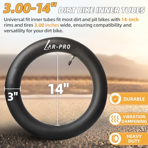 AR-PRO 3.00-14 Dirt Bike Inner Tubes with TR4 Straight Valve, Heavy Duty 90/100-14 Rear Motorcycle Inner Tube for 110cc 125cc 140cc Dirt Pit Bike Tires (1-Pack) - size: 3.00-14,TR-4 (1-Pack)