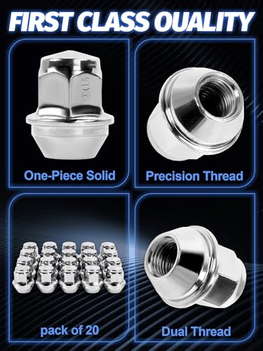 M12x1.5 Lug Nuts 20pcs for Escape 2001-2019 - color: Chrome, size: M12x1.5, style: 20Pcs，1.26IN