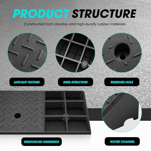 DNA Motoring 2pcs 5.2" Rise Rubber Curb Ramp Heavy Duty Loading Driveway Ramp Threshold Ramp 19.1" W x 13.5" D x 5.2" H for Loading Dock, Warehouse, Motorcycles, Cars, TOOLS-00645 - style: 5.2 in 2pcs