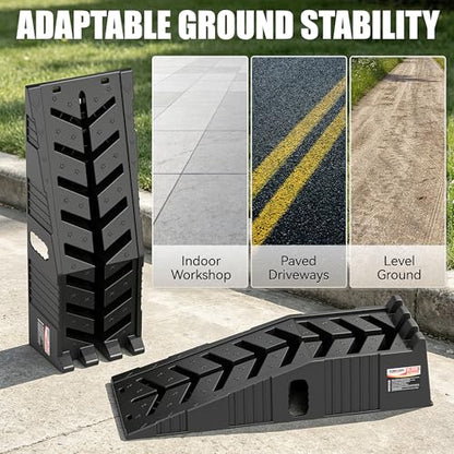 16000lb Stackable Heavy Duty Car Ramps for Oil Change,Save 50%Space