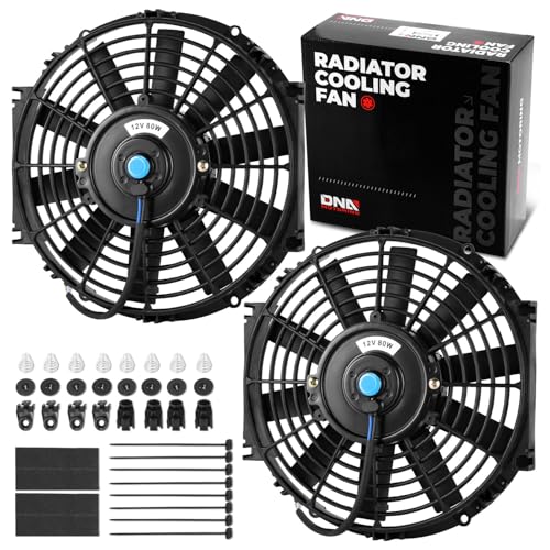 DNA Motoring 10 Inch High Performace Electric Cooling Slim Radiator Fan with Mount Kit, Black, 2PCS, RAF-10-X2 - color: Black-2Pcs, size: 10 Inch