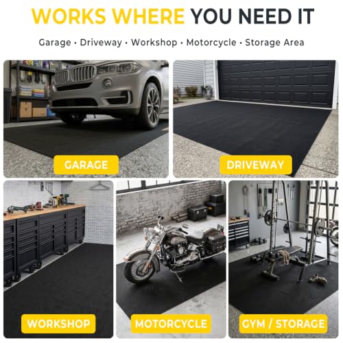 20' x 7'4" Garage Floor Mats - All-Weather Garage Floor Mats for Under Car, Absorbent Oil Spill Mat, Anti-Slip Garage Carpet, Reusable Garage Mats with Waterproof Backing, Garage Car Mat & Floor Rug - size: 7'4" x 20' (Rectangular)