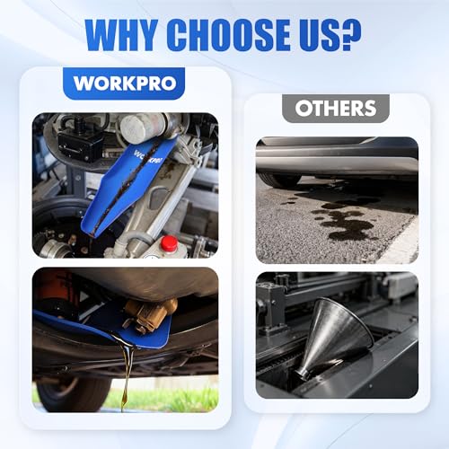 WORKPRO Flexible Silicone Oil Funnel for Automotive Use, Blue - color: Blue