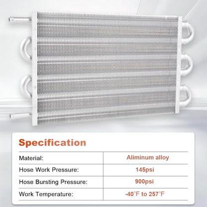 BARTOO Universal 5/16" Transmission Oil Cooler Kit, Aluminium alloy 6 Pass Tube and Fin Oil Cooler Kit(Sliver) - color: Sliver, size: 6 Pass