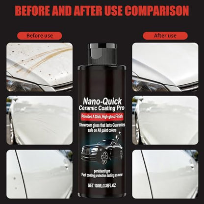 2PCS Nano-Quick Ceramic Coating Pro, Revolutionary Nano Spray for Car Detailing, Car Nano Quick Coat Restoring, for Dust-Proof Glass Effect and Lasting Luster, 3.38fl.oz