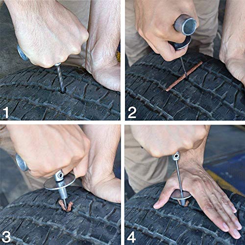 Tooluxe 50002L -35 Piece Tire Repair Universal Heavy Duty Tire Repair Kit with Plugs, Fix A Flat Tire Repair Kit, Ideal for Tires on Cars, Trucks, Motorcycles, ATV Roadside Emergency, Tire Plug Kit - size: 35 Piece Repair Kit