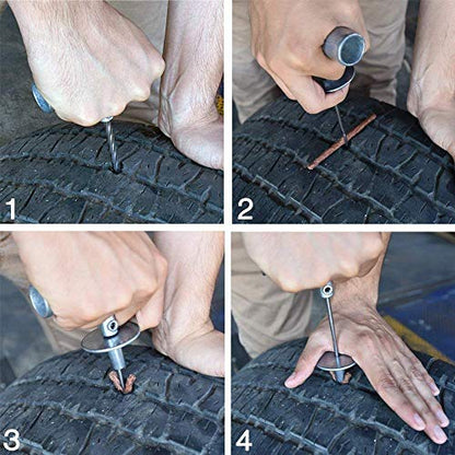 Tooluxe 50002L -35 Piece Tire Repair Universal Heavy Duty Tire Repair Kit with Plugs, Fix A Flat Tire Repair Kit, Ideal for Tires on Cars, Trucks, Motorcycles, ATV Roadside Emergency, Tire Plug Kit - size: 35 Piece Repair Kit