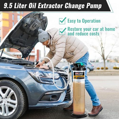 Estune 7.5L/2 Gallon Fluid Extractor Pump with 5 Pcs Brake Bleeding Hose - size: 2 Gallon/7.5 L
