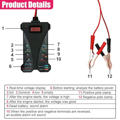 Car Battery Tester, 12V Digital Battery Tester Voltmeter