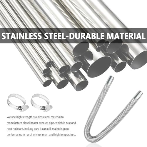 25mm/0.98" Diesel Heater Exhaust Pipe with Silencer Muffler,Stainless Steel Pipe for Car Modified Intake & Exhaust System,Universal Car Accessories Diesel Heater Hose Kit